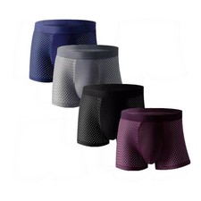 4 PACK Bamboo Men's Underwear Boxer Shorts Set Breathable Underpants Men Briefs