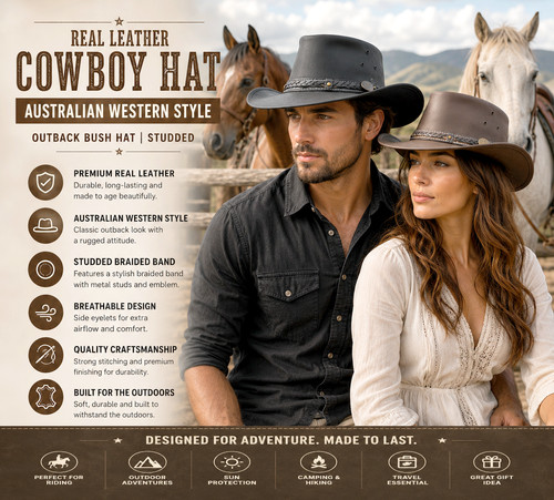 Real leather cowboy - cowboy, hat