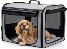 Pet Travel Crate with Breathable Windows For Auction Lightweight Grey XL Size