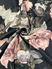 Black Rose Floral Scuba  Crepe Fabric – Stretch Dressmaking Fabric – 150cm Wide