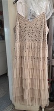 BNWT Joanna Hope Multi Frilled Long Beaded Dress, Mother Of The Bride, UK 24
