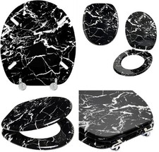 Toilet Loo Seat Black Marble