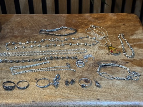 Solid silver jewellery joblot - silver,