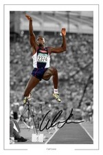 CARL LEWIS SIGNED PHOTO PRINT LONG JUMP ATHLETICS OLYMPICS AUTOGRAPH