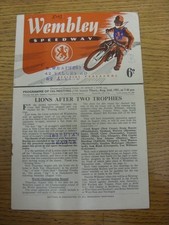 02/08/1951 Speedway Programme: London Speedway Cup Semi-Final - Wembley v New Cr
