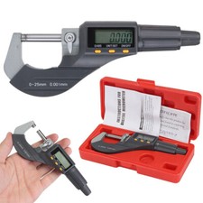 1X Professional 0-25mm Digital Electronic Micrometer Outside 0-1"/0.00005" LCD
