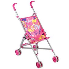 Buggy Stroller Baby Dolls Foldable Pram Pink Doll Pushchair Kids Toy BiBi Doll