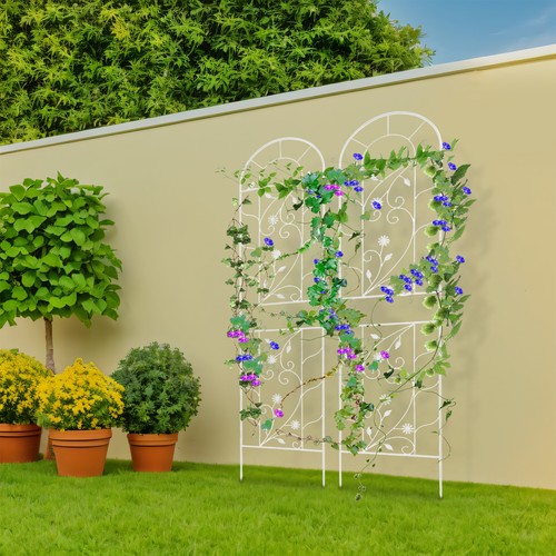 White metal garden fence - white,