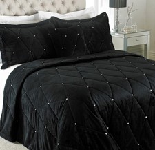 RIVAHOME Bedspread Set New Diamante Bedspread 220x240cm Two Pillow Shams 50x70cm