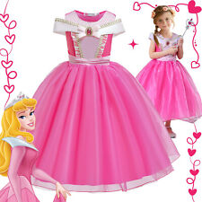 Girl Aurora Princess Costume Sleeping Beauty Fancy Dress Up Cosplay Party Outfit