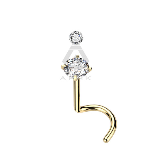 Gold nose stud - nose, titanium