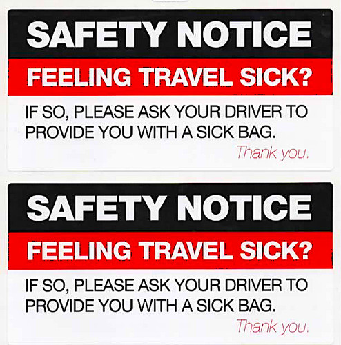 Sick bag safety notice ask - bag,