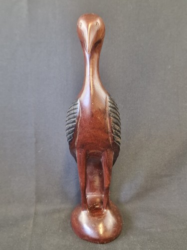 Hand carved solid wood heron - carved,