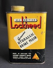 LOCKHEED ALL BRITISH VINTAGE CAR HYDRAULIC BRAKE FLUID QUART OIL CAN DISPLAY TIN