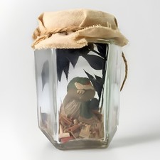 Handmade Gnome Terrarium Jar with Rustic Fabric & Twine