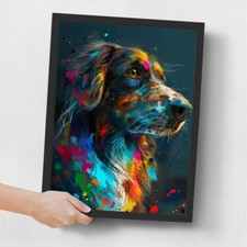 Colourful Border Collie Wall Art Modern Dog Portrait Dog Gift Rainbow Print