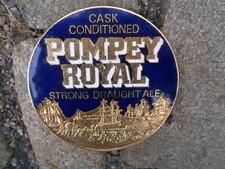 POMPEY ROYAL STRONG DRAUGHT ALE BRASS PUB HOME BAR ADVERTISING PUMP CLIP BADGE
