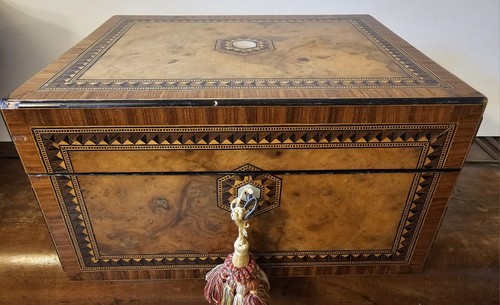 Antique bur walnut parquetry - bur,