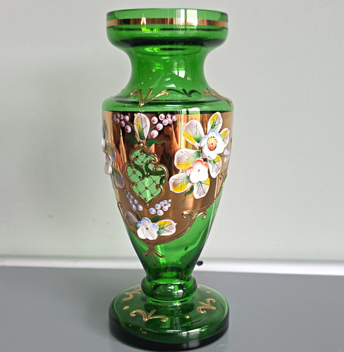 Vintage bohemian green glass - bohemian,