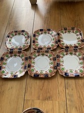 Antique Burgess Bros Carlisle Ware Imari 6 inch Square Side plate. Set of 6