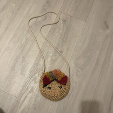 Quirky and boho Zara Bag made of Straw Frieda Kahlo face 