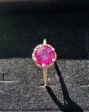 1.50ct Pink Topaz  Ring 925 Sterling Silver, UK Size R/S
