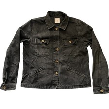 Tu Women's Black Denim Jacket Button Up Size 12