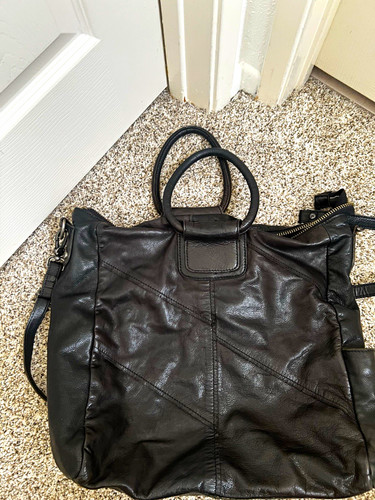 Hobo black satchel top - black, handle