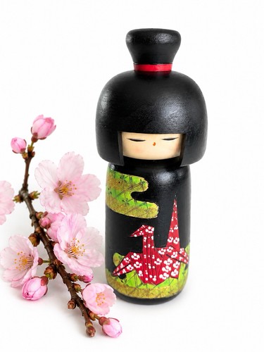 Origami crane kimono kokeshi - origami,