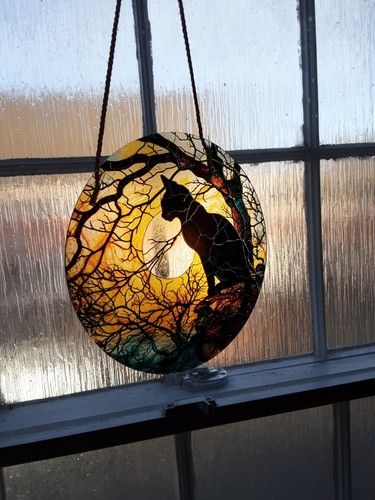 Black cat suncatcher acrylic - suncatcher,