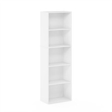 Furinno LUDER Book Shelf, 5-Cube Bookshelf, Bookcase with Open Shelf, White