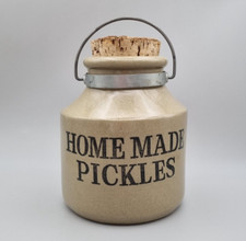 Vintage Pottery Home Made Pickles Stoneware Jar Crockery Antique Country Farm