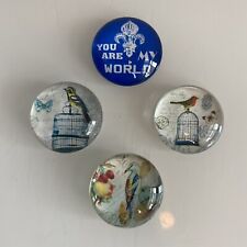 Fridge Magnet Lot Of 4 Acrylic Bird Design Robin Birdcage Souvenir Gift