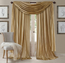 Set 2 Gold Faux Silk Curtains