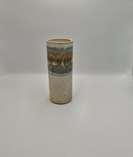 Studio Pottery Cylinder Vase Abstract 19cm