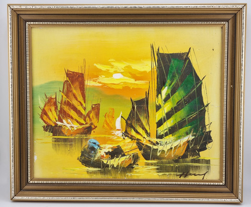 Vintage oil painting chinese - vintage,