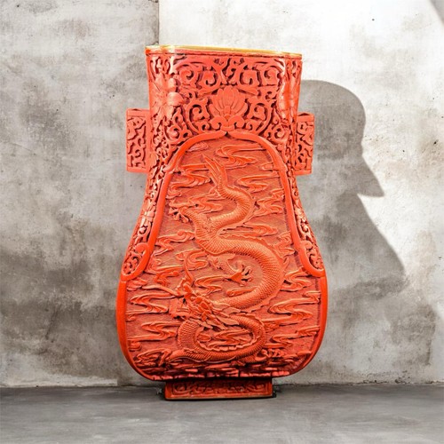 Red cinnabar lacquer - , with