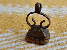 FIRST SIGHT - Brass (& Amber?) Fob / Victorian Seal Style / (Charm?) Pendant