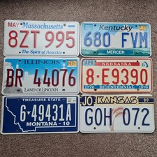 American License Plates Job Lot of 6 USA Number plates.