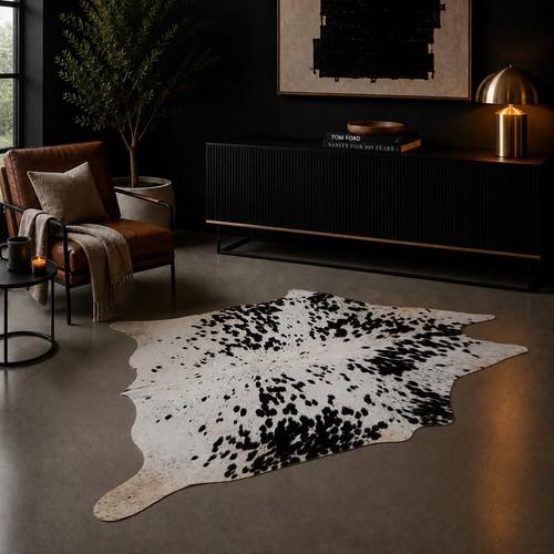 Genuine brown white cowhide - genuine,