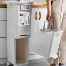 Large 3 Compartment Waste Recycling Bin Kitchen Rubbish Trash Can Pedal Dustbins