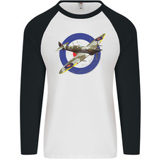 Spitfire MOD RAF WWII Fighter Plane British Mens L/S Baseball T-Shirt