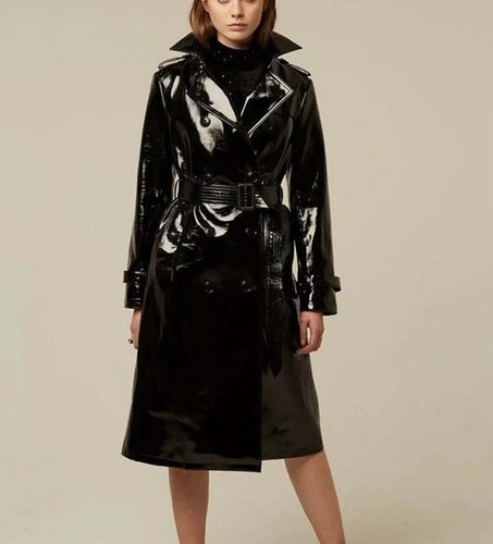 New black pvc trench - trench, vinyl