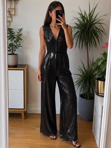 Jigsaw black sequin wide - jigsaw, leg