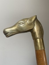 Vintage Cane Walking Stick Solid Brass & Wood ~ Horse Head 35.5” Country Decor