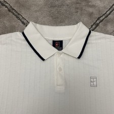 Vtg 90s Nike Challenge Court White Tennis Polo Shirt - LARGE Mens Agassi Y2K