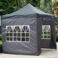 Commercial Grey Pop Up Gazebo With Sides Garden Marquee Market Stall Tent 3x3m
