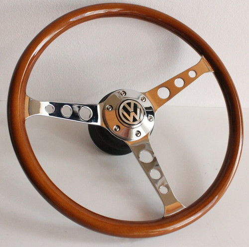 Steering wheel wood - wheel, chrome
