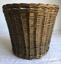 Vintage French Round Gold Tone Basket Woven Wicker Rustic. Planter or Storage.