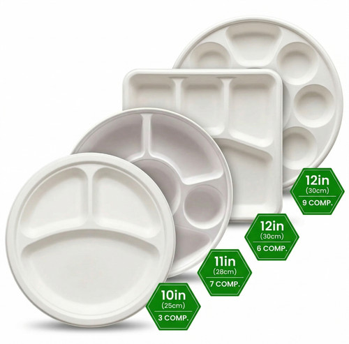 Bagasse compartment plates - compartment,